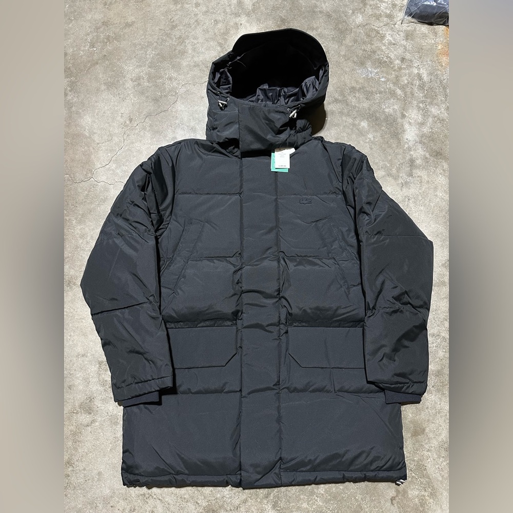 NWT Lacoste Down Parka Jacket Hood Long Insulated Mens Black $395